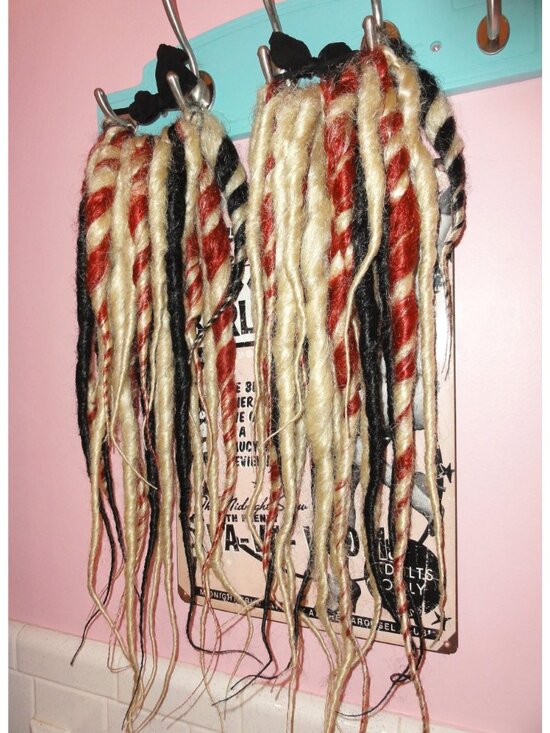 Blond Black & Rust Dread Falls hair extensions dreadlocks cyber goth main image 12